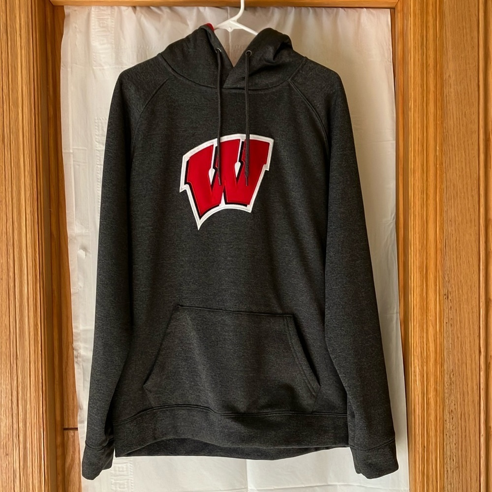 Wisconsin Badgers Colosseum Stadium Men’s L Arch & Logo Pullover Hoodie Gray